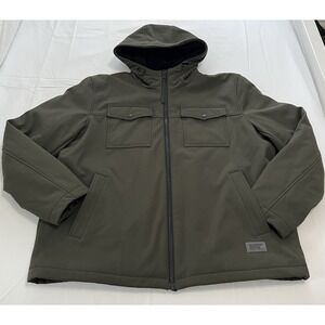 Levi's Mens SoftShell‎ Hooded Coat Utility Jacket Olive Green Sherpa Pockets XXL